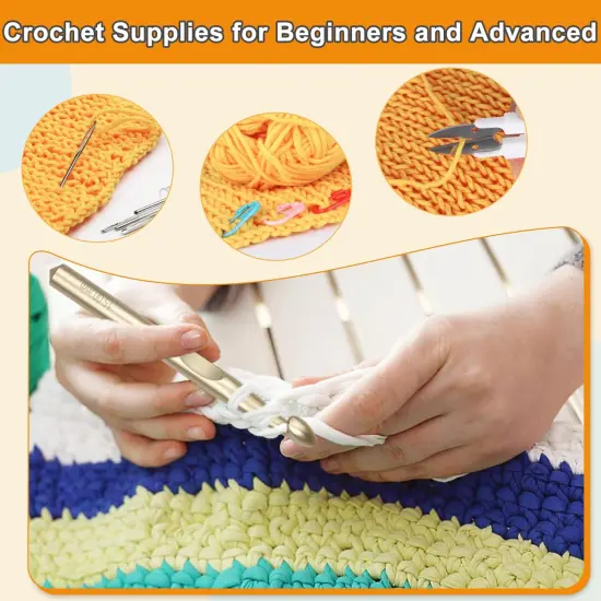 29 Pieces Big Size Crochet Hooks Set with Ergonomic Soft Handles for Thick Bulky Yarn,6.0mm - 10.0 mm Crochet Needls and Knitting & Crochet Supplies for Crochet Beginner Lover Crocheter {5}