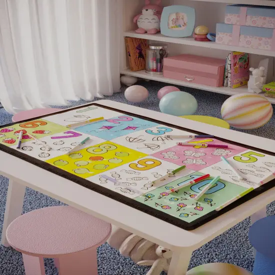 Educational Toys Coloring Learning Counting Mat Washable Rug Marker Set Montessori Play Color Poster Placemat Preschool Kindergarten Toddler {1}