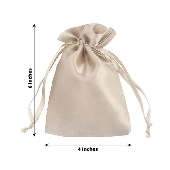 60 pcs 4x6 Satin Favor Drawstring Bags Beige {2}