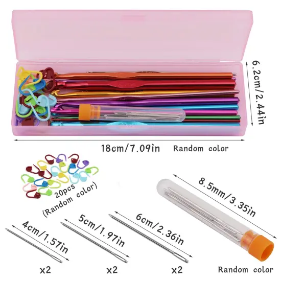 48 Pieces Crochet Hooks Set, 21 Sizes Crochet Needles with Case, Ergonomic Knitting Needles, Crochet Hooks Kit with Crochet Accessories Stitch Markers Blunt Needles for Crocheting Yarn {1}