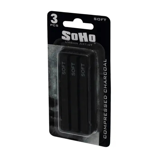 SoHo Urban Artist Compressed Charcoal Sticks, Pack of 3 - Soft, Black, Ideal for Charcoal Drawing and Charcoal Art, Perfect for Artists, Students and Professionals, Creates Varied Tones and Blends Easily {5}