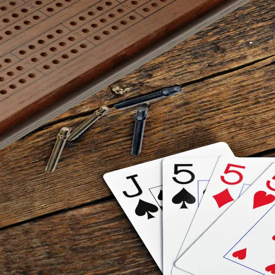 WE Games Classic Cribbage Set - Solid Wood Continuous 3 Track Board with Metal Pegs {6}