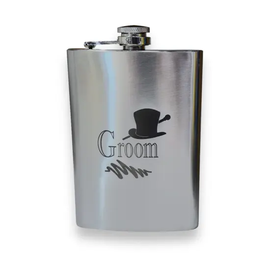 8oz Groom Wedding Stainless Steel Flask {4}