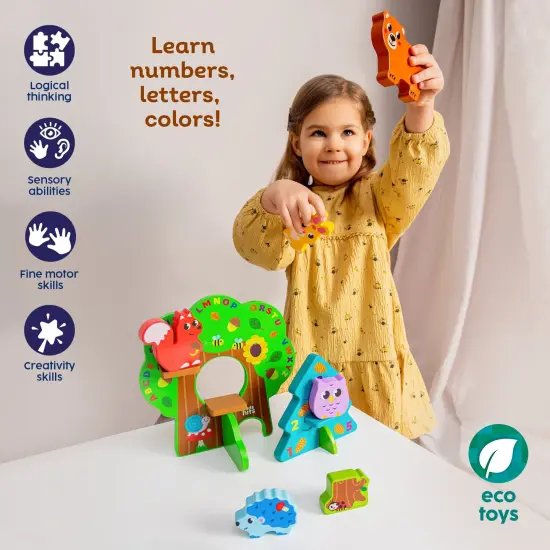 Wooden Forest SetKids Hits: Unleash Creativity with the Wooden Forest Set - Building, Matching, and Imaginative Play for Little Explorers! {3}