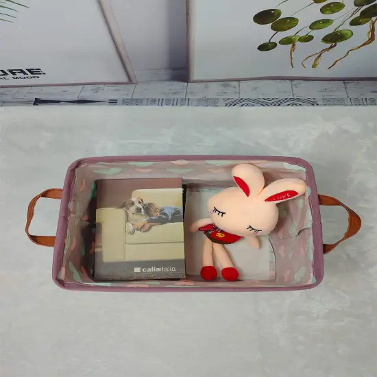 Kid Cute Rectangle Toy Box for Girl, Baby Collapsible Toy Storage Bin Nursery Child Playroom Bedroom Decor Clothes Storage Bin Gift Basket(Love in purple) {3}