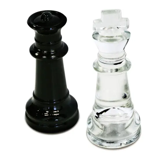 WE Games Black and Clear Glass Chess Set, 13.75 in. Board, 3 in. King {3}
