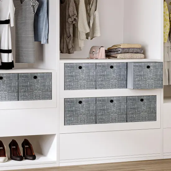 6 Pieces Storage Cubes, 11.8-Inch Foldable Cube Storage Bin with Handles,Cube Storage Baskets for Organizing, Closet Organizers for Shelves, Bookcase, Grey SC07030W {3}