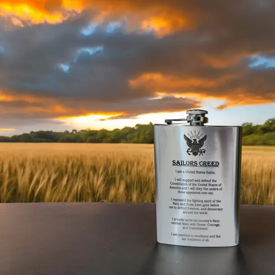 8oz Sailors Creed Flask Stainless Steel {4}