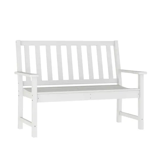 Merrick Lane Cressly All Weather Recycled HDPE Bench for Indoor and Outdoor Use White {1}