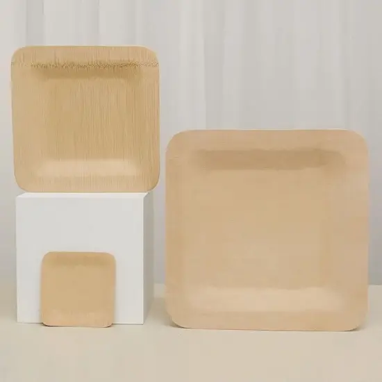 Natural Bamboo 4" x 4" Mini Square Plates {1}