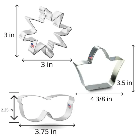 Beach Cookie Cutters 5 Pc Set. USA Tin Plate Steel - By CookieCutter.Com {4}