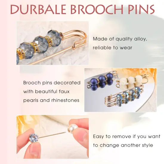 50 PCS Pearl Brooch Pins Sweater Shawl Clips Decorative Safety Pin Hijab Pins Faux Pearl Rhinestones Collar Safety Pin for Women Girls Clothing Dresses Decoration Accessories with Storage Tank {5}