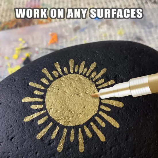 6 Pieces Paint Pen Gold Silver Metallic Permanent Acrylic Markers Set for Fabric Glass Rock Wooden Ceramic Leather Tire Painting, 0.7mm Extra Fine Tip (3pcs Gold+3pcs Silver) {6}