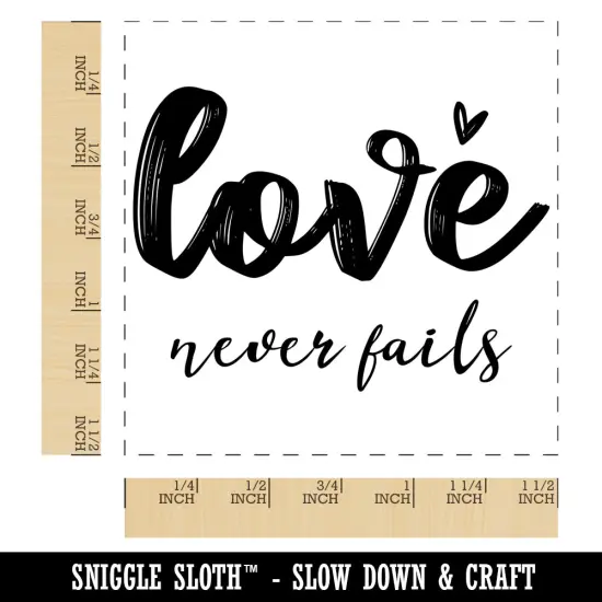 Love Never Fails Inspirational Bible Verse Self-Inking Rubber Stamp Ink Stamper Blue {1}