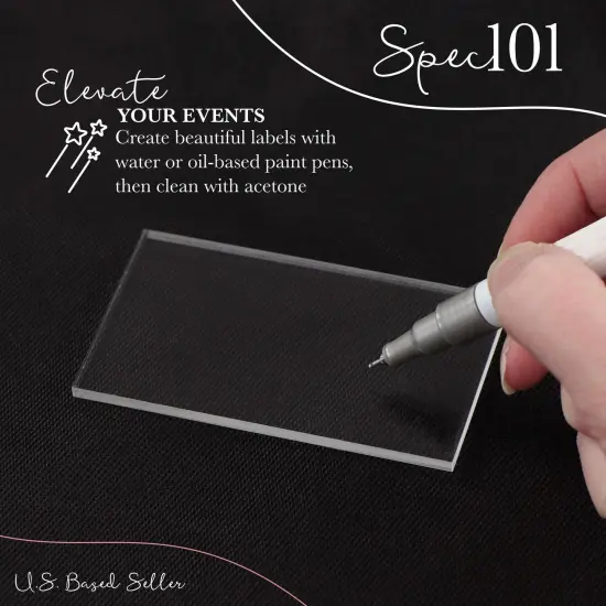 Spec101 Acrylic Place Cards - 2 x 3.5IN Rectangle Acrylic Blanks Name Cards {4}
