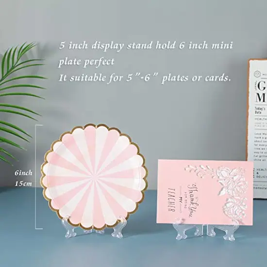 5" Clear Plastic Easels or Stand/Plate Holders to Display Pictures or Other Items at Weddings, Home Decoration, Birthdays, Tables (24 Pack) {6}