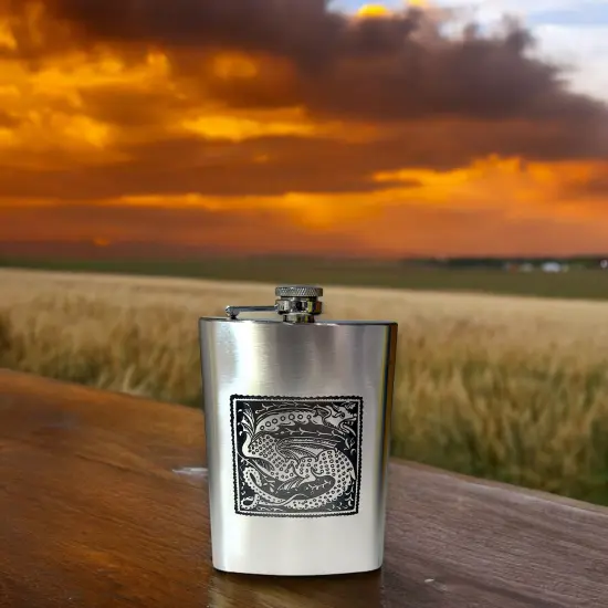 8oz Vintage Dragon Stainless Steel Flask {5}