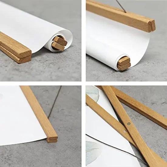 SweeHome Poster Hanger, 18 Inch Magnetic Poster Frame Hanger, 10x18 12x18 18x24 Poster Hanger for Pictures, Photos, Maps, Canvas Artwork and Scrolls (Natural, 18") {3}