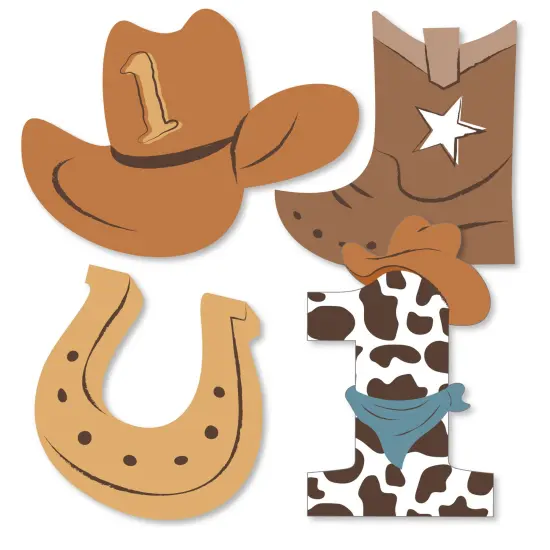 Big Dot of Happiness My First Rodeo - DIY Shaped Little Cowboy 1st Birthday Party Cut-Outs - 24 Count {1}