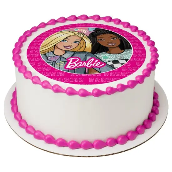 Barbie&trade; Friends Forever Edible Cake Topper Image - 7.5" Round {1}