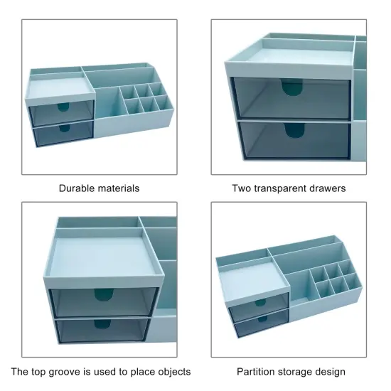 Vanity Makeup Organizer, Cosmetic Storage Organizer/Box, Mini Desk Storage for Office Supplies, Bathroom Counter or Dresser, Blue {5}