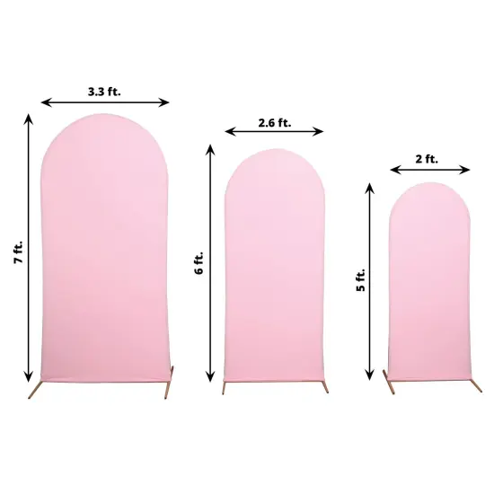 3 Fitted Matte Spandex Round Top Wedding Arch Backdrop STAND COVERS Pink {1}