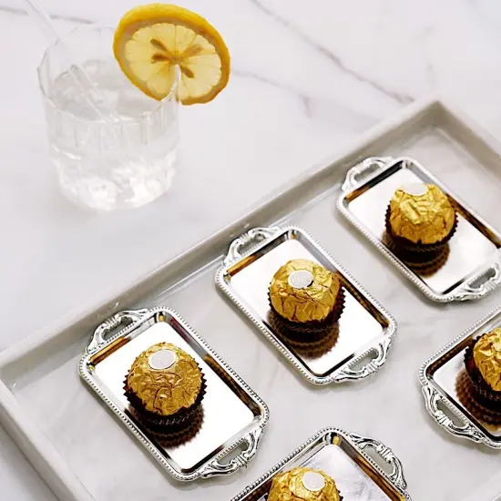 12 pcs 4 in long Metallic Mini Rectangle Trays Favor Holders Gold {6}