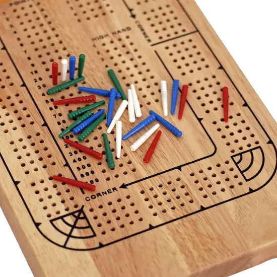 WE Games Classic Solid Wood, 4 Track Cribbage Board {6}