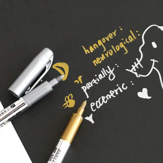 8 Pieces Metallic Marker Pens, Gold and Silver Metallic Permanent Markers for Artist Illustration, Crafts, Gift Card Making, Scrapbooking, Fabric, DIY Photo Album, Value {2}