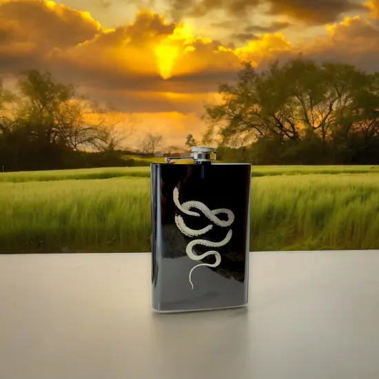 8oz Snake Coil Black Flask {4}