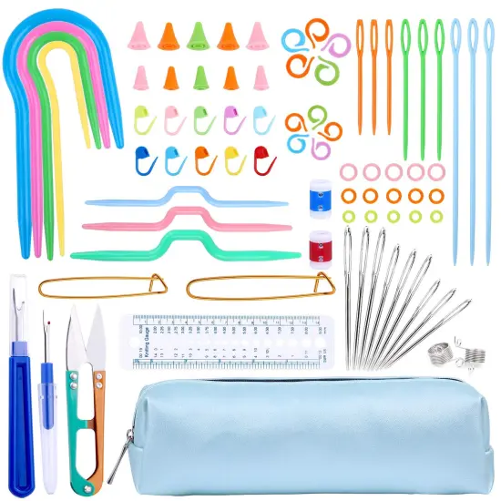 75 Pieces Complete Knitting and Crochet Accessories, Knitting Tool Kit Knitting Supplies Kit with Knitting Stitch Markers Plastic Sewing Needles Seam Ripper Cable Needles for Knitting Sewing Kit {2}