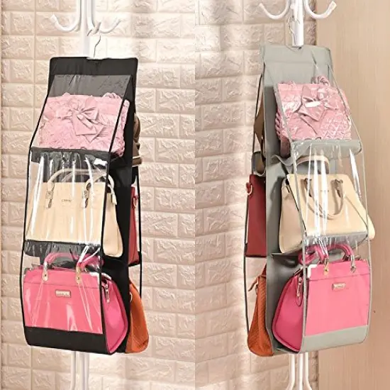 Hanging Handbag Organizer Dust-Proof Storage Holder Bag Wardrobe Closet for Purse Clutch with 6 Larger Pockets ( {6}