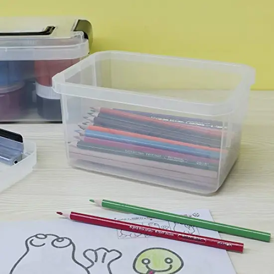 4 Pieces Mini Clear Storage Bins with Lids, 2 Liter Plastic Boxes, {6}