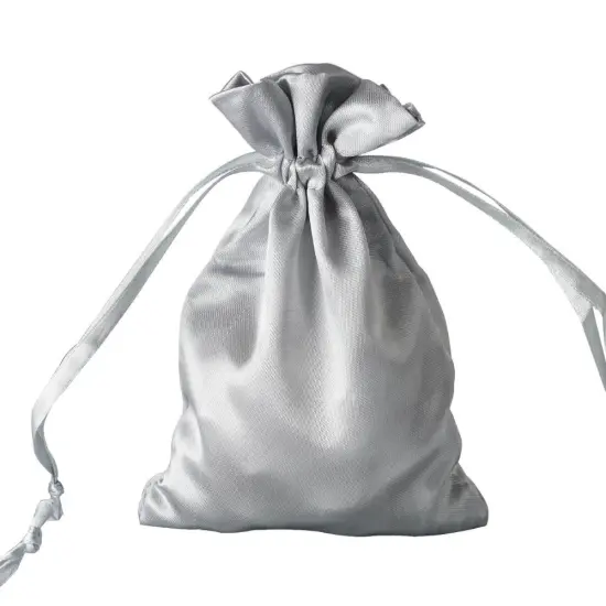 60 pcs 4x6 Satin Favor Drawstring Bags Silver {1}