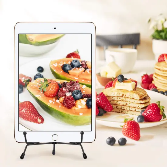 Mocoosy 4 Pack Improved Anti-Slip Plate Stands for Display, 6 Inch Plate Holder Display Stand, Picture Frame Holder Stand, Black Iron Easel Stands for Photo, Decorative Plate and Tabletop Arts {3}