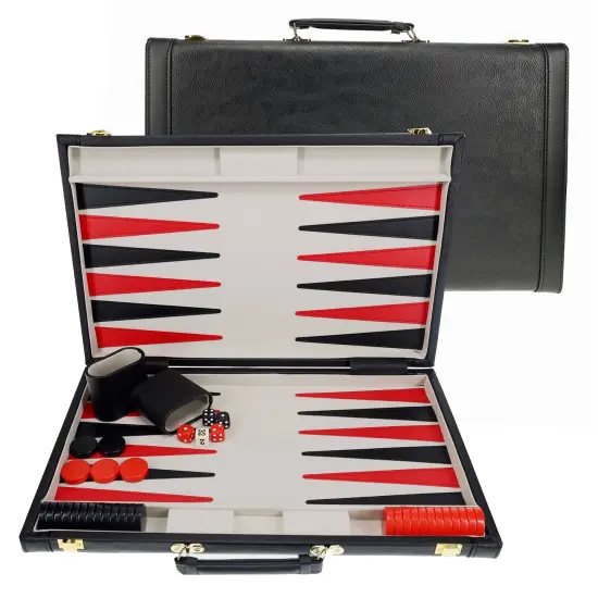 WE Games Elegant Leatherette Backgammon Set - 18 x 11 in. closed {1}