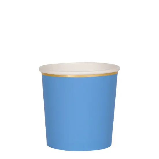 Blue Simply Solids Tumbler Cup with Gold Foil Trim &ndash; 9oz, 8-Pack for Parties {1}
