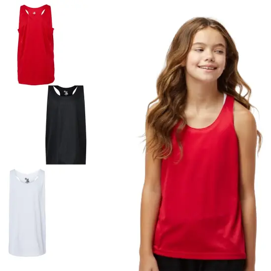Badger&reg; Girls&rsquo; B-Core Racerback Tank Top Black {2}