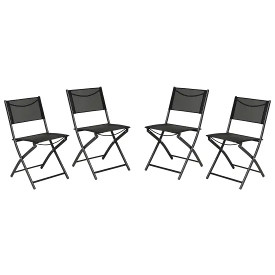Merrick Lane Bardwell Set of 4 Versatile Flex Comfort Indoor/Outdoor Fold Chairs with Metal Frames Brown {7}