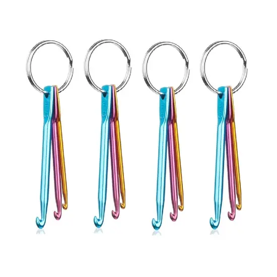 4 Sets Mini Keychain Aluminum Crochet Hooks Knitting Needles 3 Sizes/Set (3mm,4mm,5mm) {2}