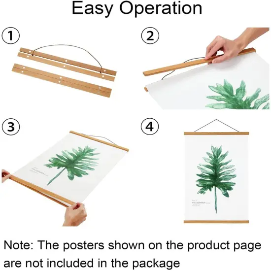 FALAMON 3 Pack Magnetic Poster Hanger Frame, Teak Wood Magnet Poster Frame for Posters, Prints, Photos, Pictures, Maps, Scrolls, and Canvas Artwork {5}