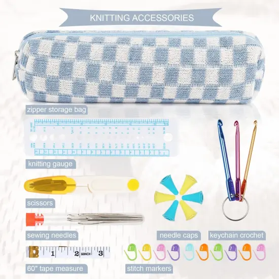 35 Pieces Short Knitting Needles Set Metal - Double Pointed Knitting Needles Stainless Steel Knitting Needles Double Ended with Case and Large-Eye Needles Stitch Markers Scissors Knitting Supplies {5}