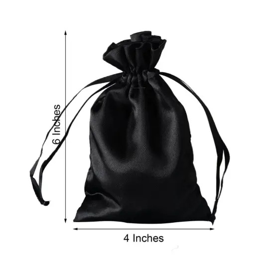 60 pcs 4x6 Satin Favor Drawstring Bags Black {2}