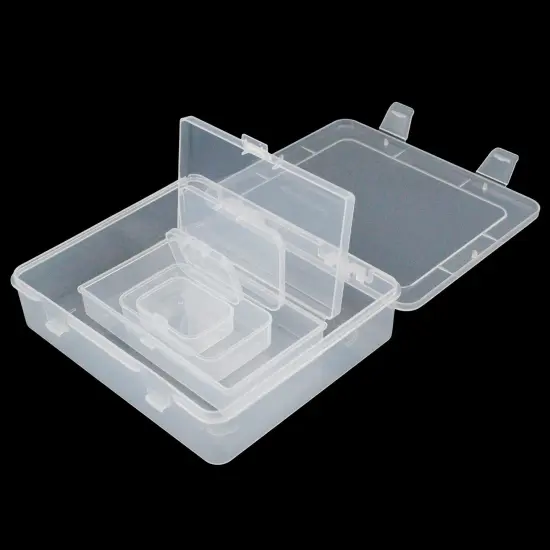 7 Pieces Mixed Sizes Rectangular Empty Mini Clear Plastic Organizer Storage Box Containers with Hinged Lids for Small Items and Other Craft Projects {1}