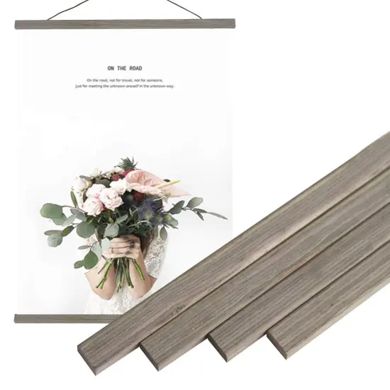 Miaowater 2 Pack Magnetic Poster Frame Hanger,8x10 8x12 8x18 Light Wood Wooden Magnet Frames Hangers for Photo Picture Art Canvas Print Artwork Wall Hanging Grey 8'' {3}