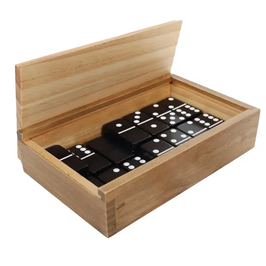 WE Games Double 6 Black Dominoes Game Set in Wooden Case {5}