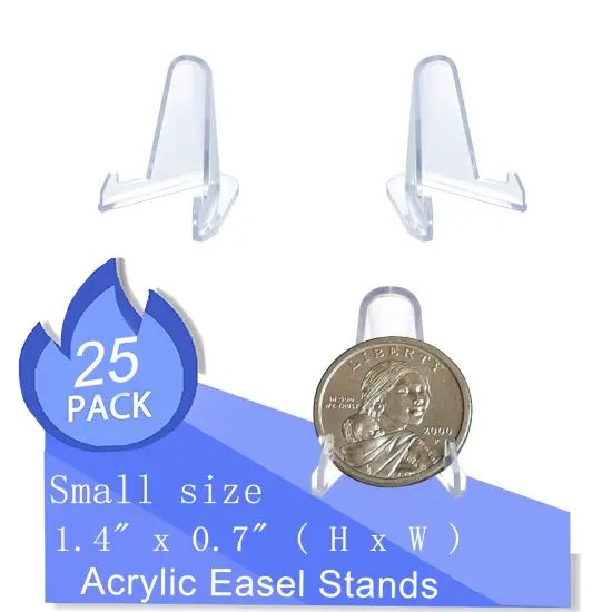 25 Pieces (1.4 Inch) Acrylic Easel Stands Display Stands/Plate Stands Coin Display Easel Holder for Air-Tite Coins Pocket Watches Capsules Challenge Medals Casino Chips , Photo Display,Baseball Sports {2}
