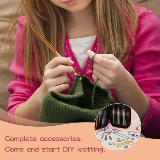 96 Pieces Crochet Hooks Kit, Crochet Needles Set with Storage Bag, Aluminum Crochet Hooks with Stitch Markers and Large-Eye Blunt Needles for Experienced Crochet Hook Lovers {3}