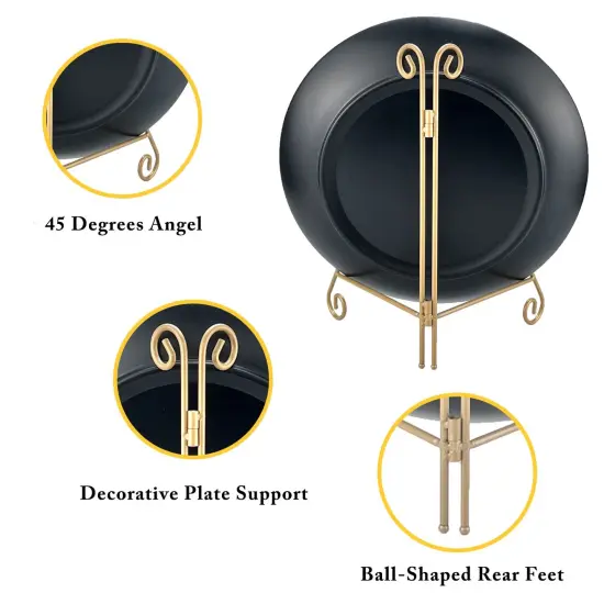 UoYeet Plate Stand 6 Inch Gold Display Plate Holder, Collapsible Iron Plate Stands for Display, Folding Display Easel for Photo, Pictures, Decorative Plate and Artwork (6-Inch, 1-Pack) {5}