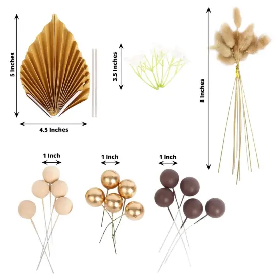 25 Assorted Palm Leaves Flower Ball CAKE TOPPERS Set {2}